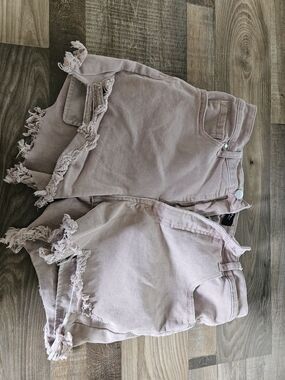 Women's Frayed Hem Pink Denim Jean Shorts